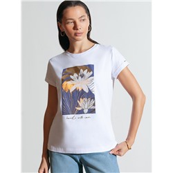 Свободная футболка с принтом из премиального хлопка с эластаном