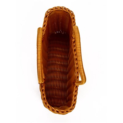 Корзина плетёная для хранения, 29×16×16 см, ручка h=17 см, пластиковая, коричневая