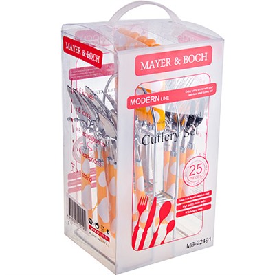 22491-4 Набор столовых приборов ОРАНЖЕВЫЙ 25пр МВ (х12)