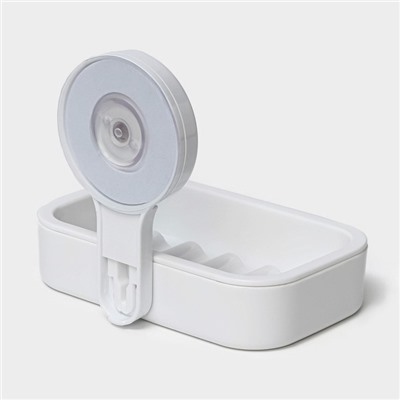 Мыльница самоклеящаяся с поддоном Доляна Witlen, пластик, 12×14×10 см, белая