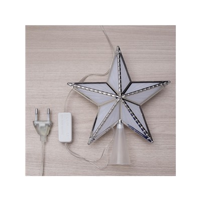 Светодиодная верхушка на ёлку «Звезда серебристая», 16 см, 10 LED, 220 В, свечение мульти