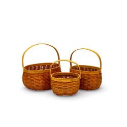 Корзина плетёная для хранения Wif, с ручкой, лоза, коричневая, набор 3 шт.