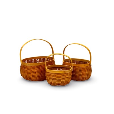 Корзина плетёная для хранения Wif, с ручкой, лоза, коричневая, набор 3 шт.