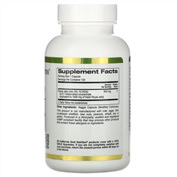 California Gold Nutrition, маточное молочко, сублимированный концентрат, 500 мг, 120 растительных капсул
