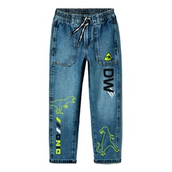 Брюки текстильные джинсовые утепленные флисом для мальчиков