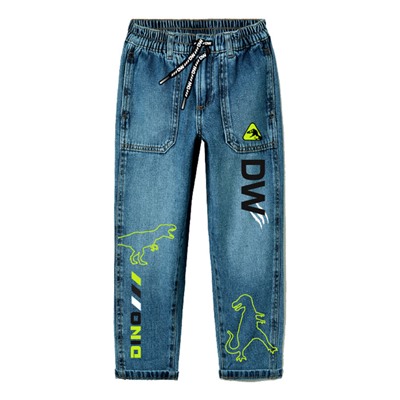 Брюки текстильные джинсовые утепленные флисом для мальчиков