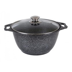 Кастрюля 3л индукция со стекл. крышкой АП, (темный мрамор), линия Marble Induction
