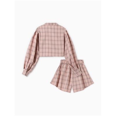 Костюм женский (блузка, шорты) MINAKU: Casual Collection, розовая клетка, размер 42