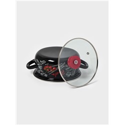 Кастрюля эмалированная «Болоньезе», 2 л, d=20.4 см, чёрная