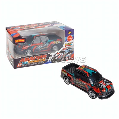 Машинка пластмассовая инерционная "Авария на трассе" Пикап (pull back) ВОХ 15,2х7,5х7,5см,