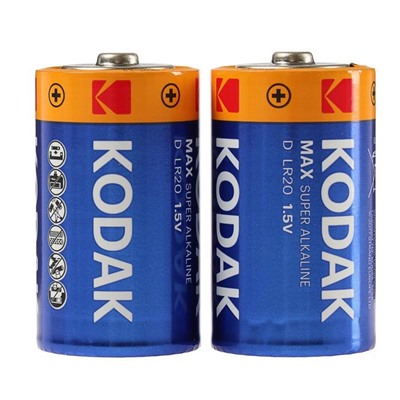 Батарейка алкалиновая Kodak Max, D, LR20-2BL, 1.5В, блистер, 2 шт.
