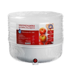 Сушилка для овощей и фруктов Капелька К-700, 125 Вт, 5 ярусов, 19 л, белая