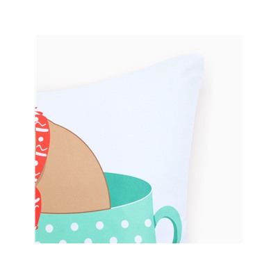 Наволочка декоративная новогодняя «Этель. Бирюзовая новогодняя чашка» 40×40 см