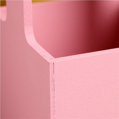 Подарочный ящик, 13.5×13.5×30 см, деревянный, с ручкой, розовый