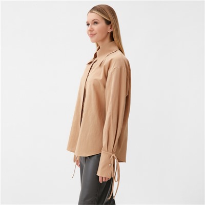 Рубашка женская с завязками MINAKU: Casual Collection, размер 50, бежевая