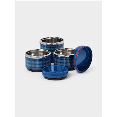 Ланч бокс TAKE IT EASY «Клеточка», 1.35 л, 3 уровня, сохраняет тепло 3 ч, нержавеющая сталь, синий