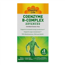 Country Life, комплекс коэнзимов группы B, улучшенная формула, 120 веганских капсул