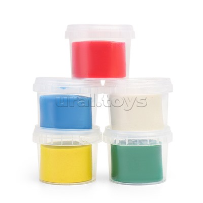Тесто для лепки 5 цв. (красный, желтый, зеленый, синий, белый) по 90 г карт.уп.