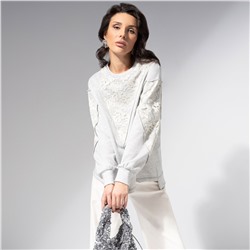 Свитшот комбинированный с кружевом, Границы нежности (серый)