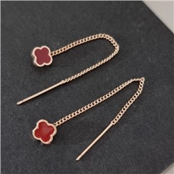 Серьги протяжки ювелирная бижутерия коллекция "Дубай", покрытие позолота, вставка: эмаль, цвет: красный, арт.314.927