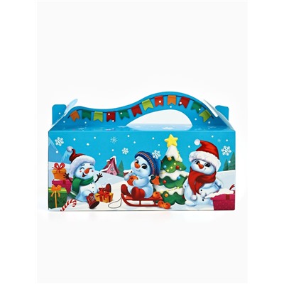 Коробка новогодняя подарочная складная «Снеговички», 23×10×10 см