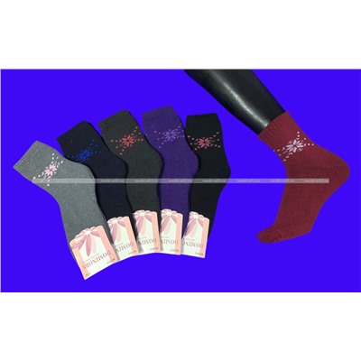 Термоноски женские внутри махра Снежинки