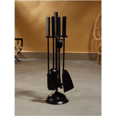 Каминный набор «Пламя», 4 предмета, 13×13×48 см, сталь