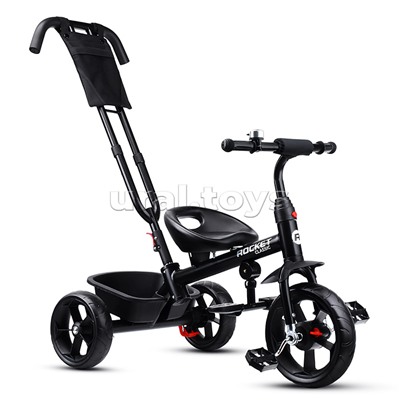 Велосипед трехколесный Rocket 136-BK, колеса EVA 10"/8", цвет черный