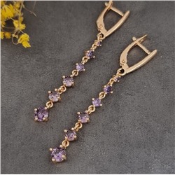 Серьги висячие позолота с фианитами, коллеция "Дубай", арт. 847.684