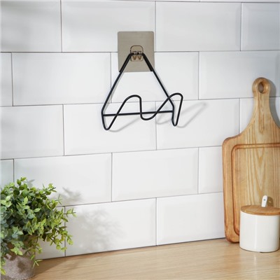 Держатель для крышек и разделочных досок Доляна, 16×8×14.6 см, на липучке, цвет чёрный