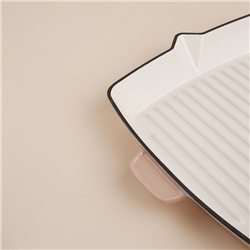 Сковорода-гриль SL Home, d=25.5 см, h=5 см, эмалированное покрытие, индукция, со сливом, бежевая