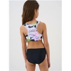 Комплект для девочек: купальный костюм трикотажный, шорты текстильные плавательные