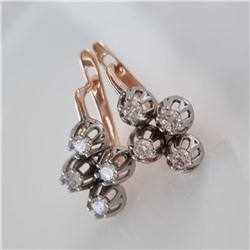 Серьги ювелирная бижутерия коллекция "Дубай", покрытие позолота, вставка: фианиты, цвет: прозрачный, арт.213.575