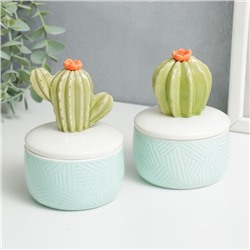 Шкатулка для украшений «Кактус», керамика, 11×8×8 см, МИКС