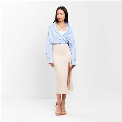 Юбка миди с вырезом женская MIST, размер 44, бежевая