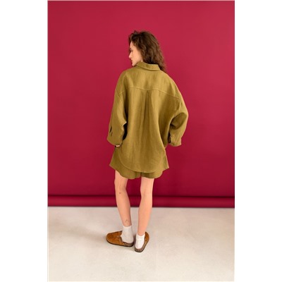 Костюм лён  SET019/28/Оливковый