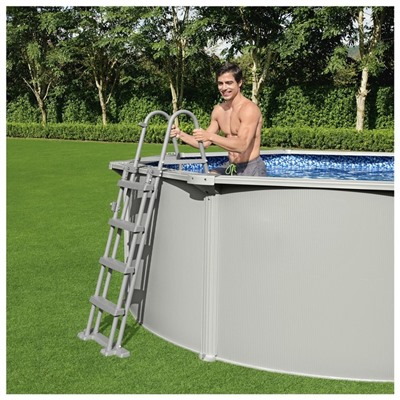 Бассейн каркасный стальной Bestway Hydrium 56574, 366×122 см, песчаный фильтр-насос, лестница, тент, круглый