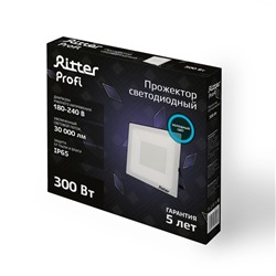 Прожектор светодиодный, серия PROFI, 230 В, 300 Вт, 6500К, 30000 Лм, IP65, чёрный