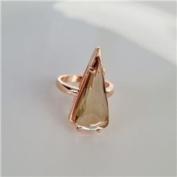 Кольцо 18 р ювелирная бижутерия коллекция "Дубай", покрытие позолота, вставка: фианит, цвет: коричневый, арт.414.151-18