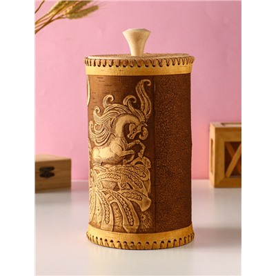 Туес большой «Конек-Горбунок», банка для хранения, береста