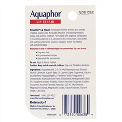 Aquaphor, Восстанавливающее средство для губ мгновенного действия без отдушек, 10 мл (0,35 жидкой унции)