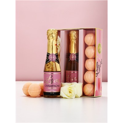 Подарочный набор косметики «Розовое шампанское», гель для душа, мыльные цветы, бомбочки для ванны