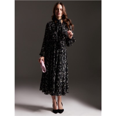 Платье с поясом миди женское MIST, размер 48, чёрное