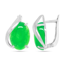 Серьги из серебра жадеит, СПН4157