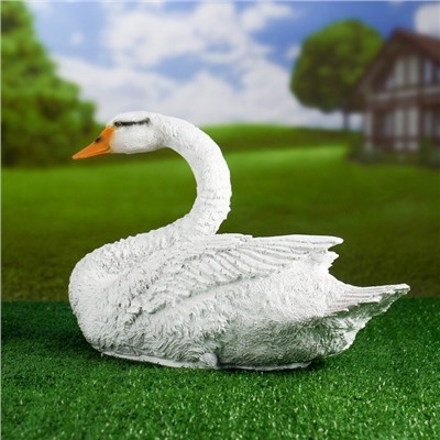 Садовая фигура из полистоуна «Лебедь плывёт», 46×26 см