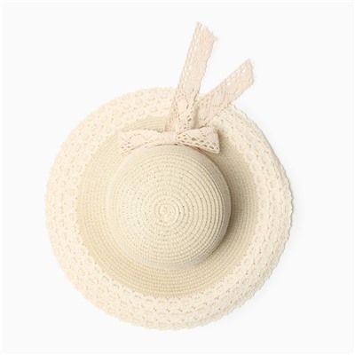 Шляпа женская с кружевом MINAKU, бежевая, размер 58