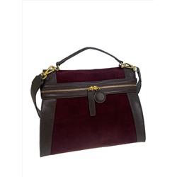 Женская сумка из натуральной замши и кожи, цвет бордовый с коричневым