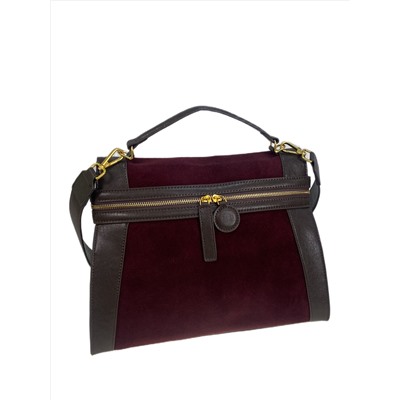 Женская сумка из натуральной замши и кожи, цвет бордовый с коричневым