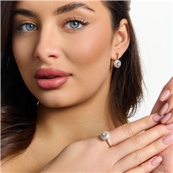 Комплект ювелирной бижутерии коллекция "Дубай" серьги и кольцо 19 р, покрытие позолота, вставка: цирконы, цвет: прозрачный, арт.217.511-19