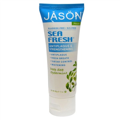 Jason Natural, Sea Fresh, укрепляющая паста против зубного налета, глубоководная мята, 85 г (3 унции)
